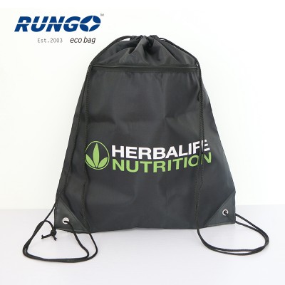 Promotion School Student Sport Wholesale Recycled Polyester Drawstring Shopping Bag With Zipper