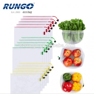 Recycle Reusable Polyester Foldable Shopping Bag, Grocery Polyester Mesh Bags For Vegetable